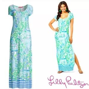 Tags! Lilly Pulitzer Wynne Maxi Dress Whisper Blue Beach
